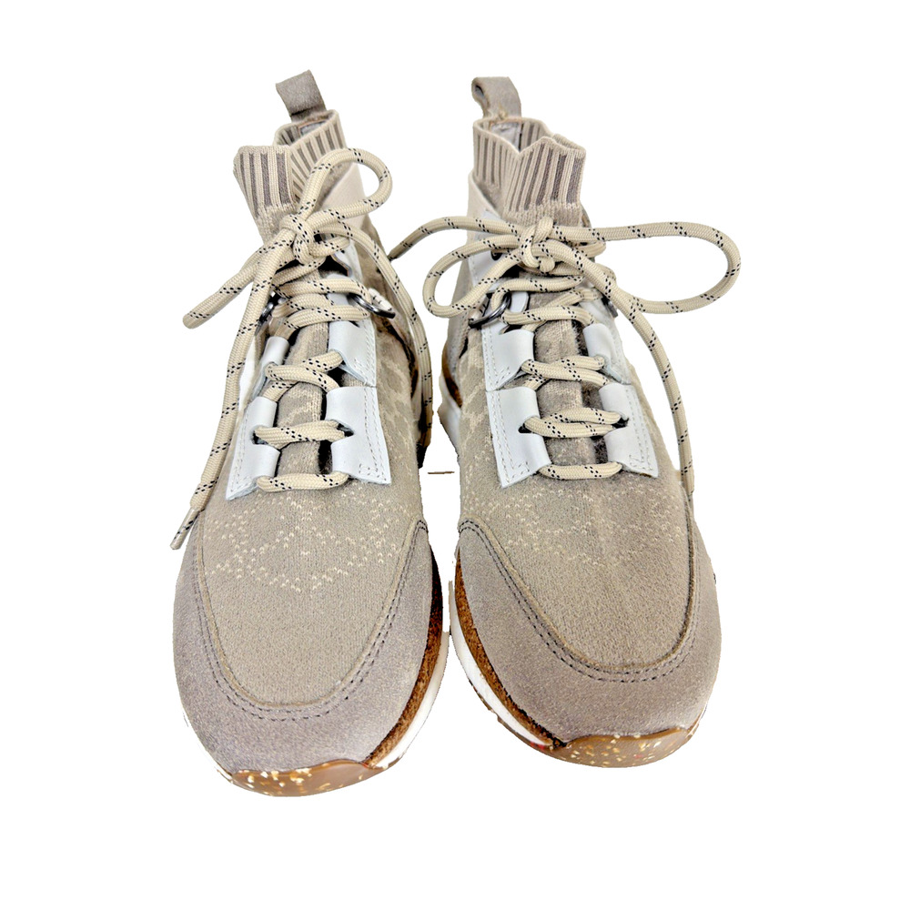 NWT OTBT Khaki Knit Upper Lace Up Pull On High Top Sneaker #1045 Womens 7